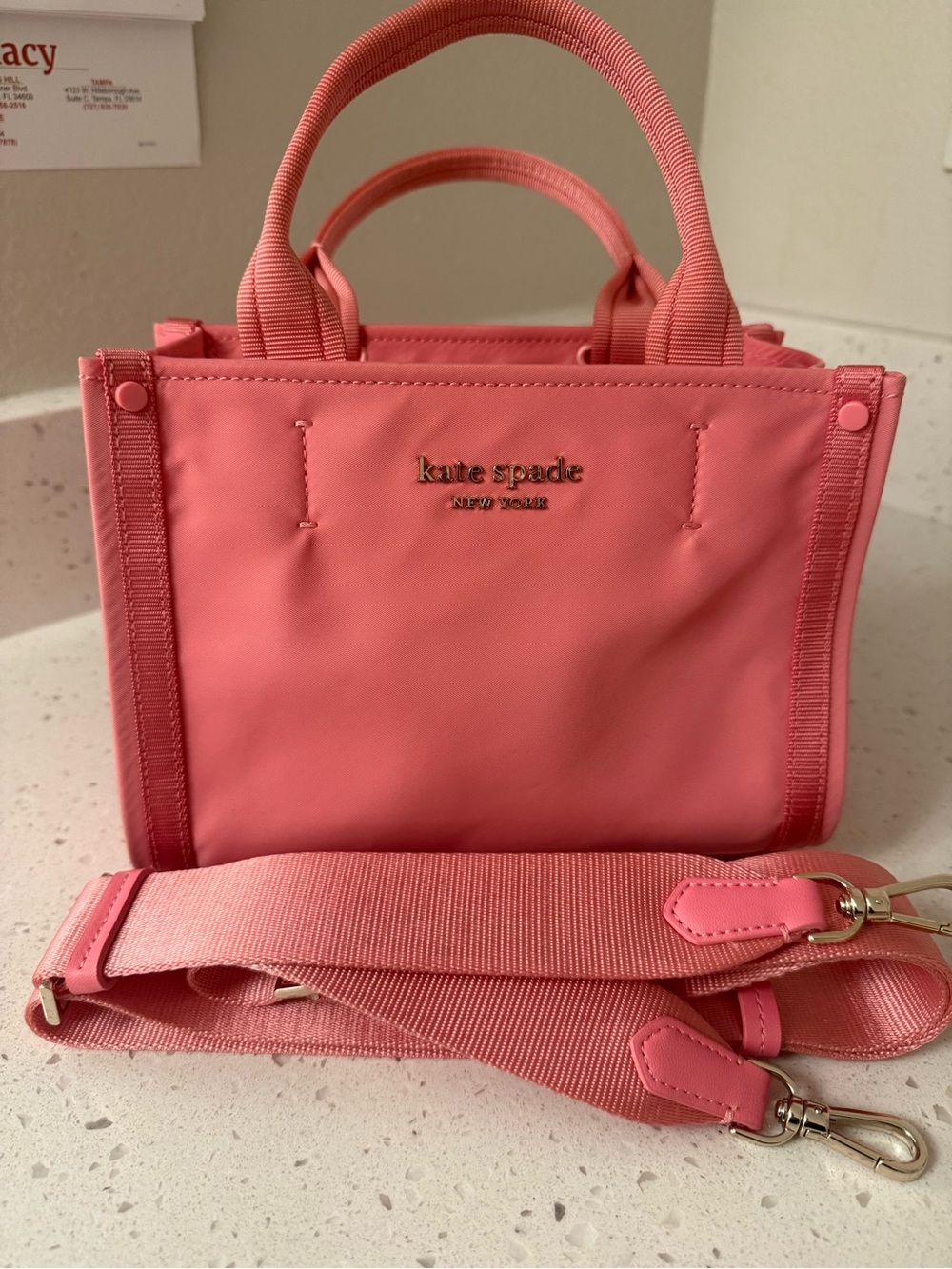 kate spade Coral Pink Mini Tote with Removable Strap
